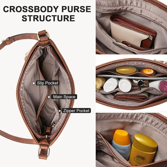 BOSTANTEN Quilted Crossbody Bag for Women, Medium Shoulder Purse with Tassel - Picture 4 of 6